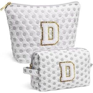 YOOLIFE Initial Makeup Bag – Cute Travel Pouch, Personalized Gift for Women